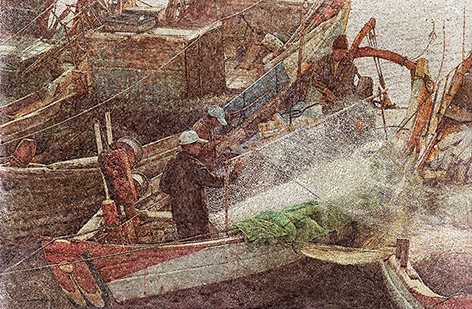 14 舒放 《渔乡之二》湖南长沙  纸本水彩 78x118cm 15580829829.jpg